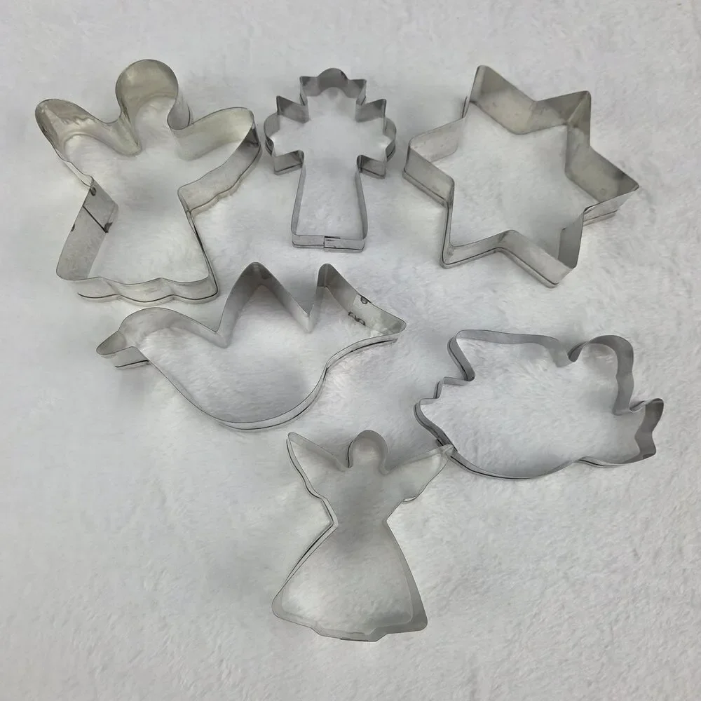 Metal Christmas Cookie Cutters Set of‎ 6 Angels Star Dove Cross Holiday Baking